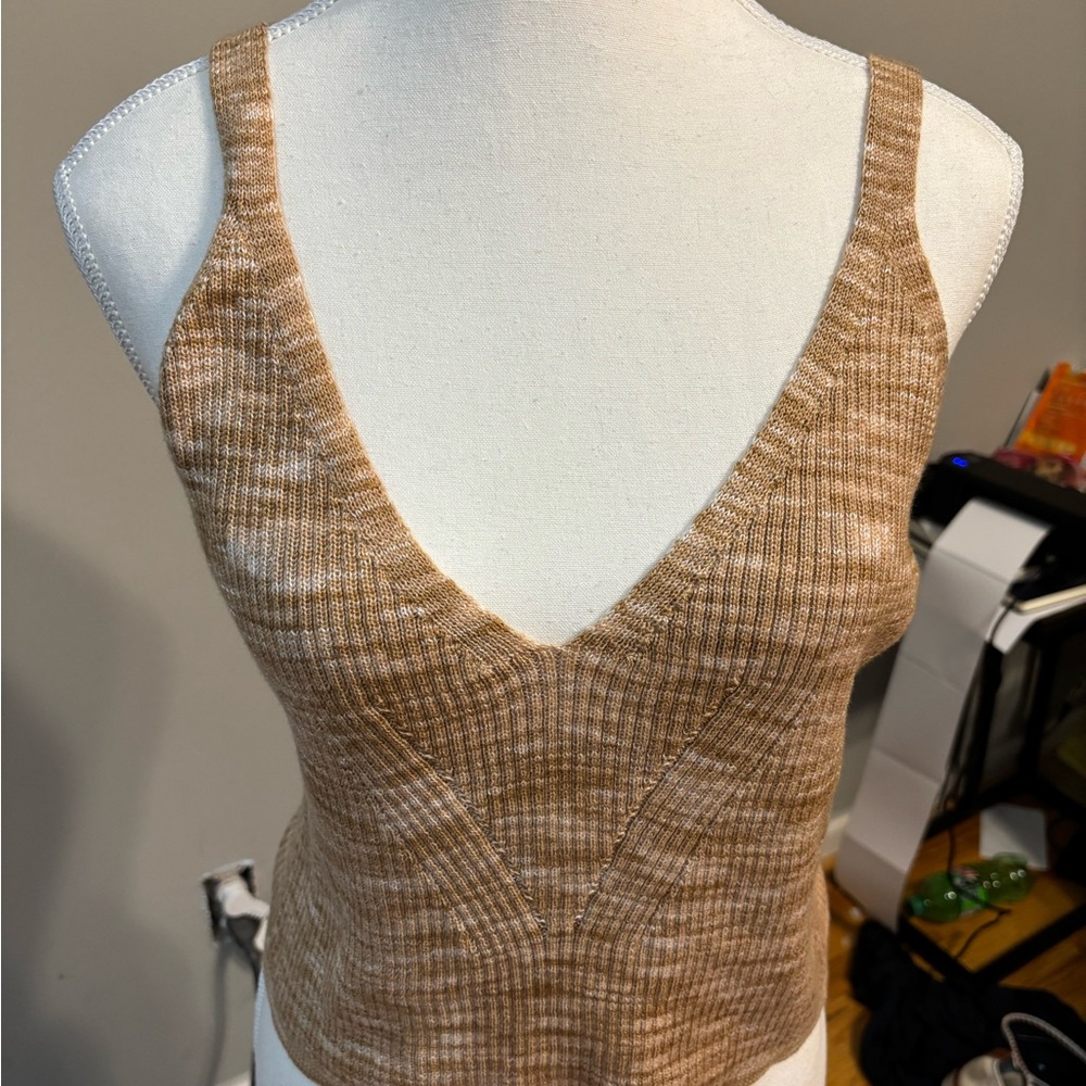 Brown Knit tank top Women's Top